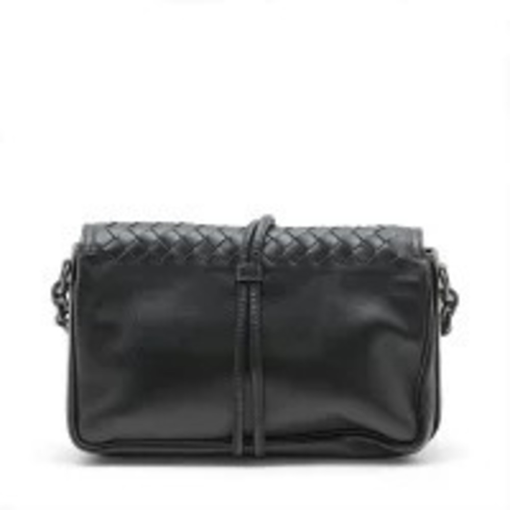 Bottega Veneta Intrecciato Nappa Leather Shoulder Bag Black